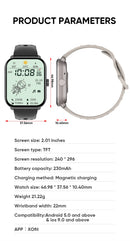 2026 New GPS Track Smart Watch 2.01 Inch Ultra HD AMOLED Screen Movement Run Track Heart Rate Monitor Bluetooth Call Smartwatch