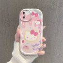 For iPhone 17 16 E 15 Pro Max 14 Pro 13 12 Mini 11 7 8 Plus SE XR Sweet Hello Kitty Grip Tok Holder Wave TPU Soft Phone Case