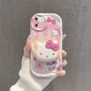 For iPhone 17 16 E 15 Pro Max 14 Pro 13 12 Mini 11 7 8 Plus SE XR Sweet Hello Kitty Grip Tok Holder Wave TPU Soft Phone Case