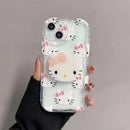 For iPhone 17 16 E 15 Pro Max 14 Pro 13 12 Mini 11 7 8 Plus SE XR Sweet Hello Kitty Grip Tok Holder Wave TPU Soft Phone Case