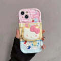For iPhone 17 16 E 15 Pro Max 14 Pro 13 12 Mini 11 7 8 Plus SE XR Sweet Hello Kitty Grip Tok Holder Wave TPU Soft Phone Case