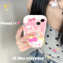 For iPhone 17 16 E 15 Pro Max 14 Pro 13 12 Mini 11 7 8 Plus SE XR Sweet Hello Kitty Grip Tok Holder Wave TPU Soft Phone Case