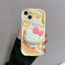 For iPhone 17 16 E 15 Pro Max 14 Pro 13 12 Mini 11 7 8 Plus SE XR Sweet Hello Kitty Grip Tok Holder Wave TPU Soft Phone Case