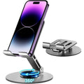 360° Rotating Metal Phone Stand, Foldable Adjustable Cell Holder for Desk, Universal Mount for iPhone iPad Tablet Switch