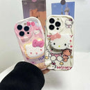 For iPhone 17 16 E 15 Pro Max 14 Pro 13 12 Mini 11 7 8 Plus SE XR Sweet Hello Kitty Grip Tok Holder Wave TPU Soft Phone Case