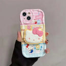 For iPhone 17 16 E 15 Pro Max 14 Pro 13 12 Mini 11 7 8 Plus SE XR Sweet Hello Kitty Grip Tok Holder Wave TPU Soft Phone Case