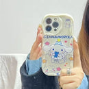 For iPhone 17 16 E 15 Pro Max 14 Pro 13 12 Mini 11 7 8 Plus SE XR Sweet Hello Kitty Grip Tok Holder Wave TPU Soft Phone Case