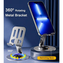 360° Rotating Metal Phone Stand, Foldable Adjustable Cell Holder for Desk, Universal Mount for iPhone iPad Tablet Switch